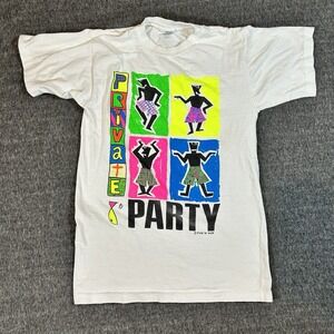 Vintage‎ Single Stitch Private Party Mens Shirt Size M Sim Fun'N'Sun White Y2K